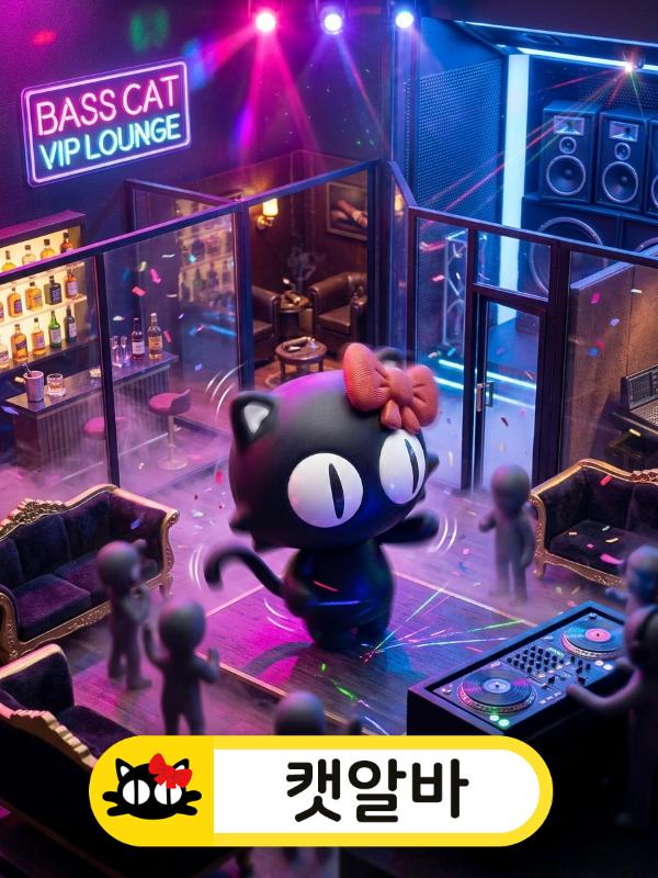 미친 비트에 맞춰 춤추는 선택된 캐릭터와 프라이빗 밤알바 현장